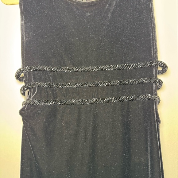 Vintage Marina Elegant Black Sleeveless Velvet Formal Beaded Dress Size 8 - Picture 5 of 11